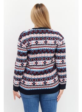 Threadbare Women Button Front Cardigan, Navy Combo  - Image 2