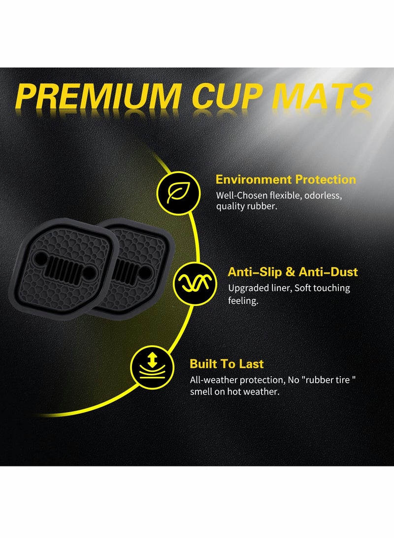 حامل أكواب عالمي للسيارات لجيب رانجلر JL/JLU وجرينادير JT (2018-2022) - 4 قطع سادة داخلية باللون الأسود - Image 2