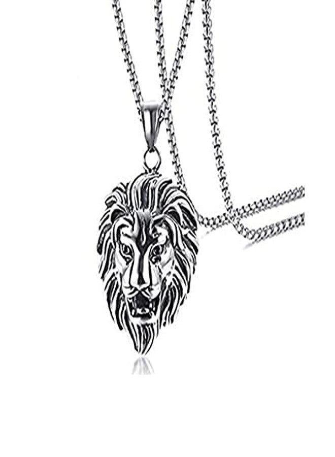 Ervio Lion Pendant Necklace for Men | Stainless Steel Lion Head Locket with Ball Chain | Trending Masculine Jewelry | Cool Men's Necklace - Image 4