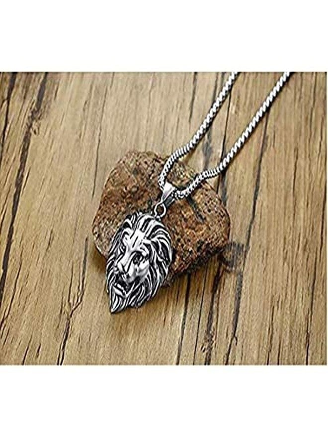 Ervio Lion Pendant Necklace for Men | Stainless Steel Lion Head Locket with Ball Chain | Trending Masculine Jewelry | Cool Men's Necklace - Image 3