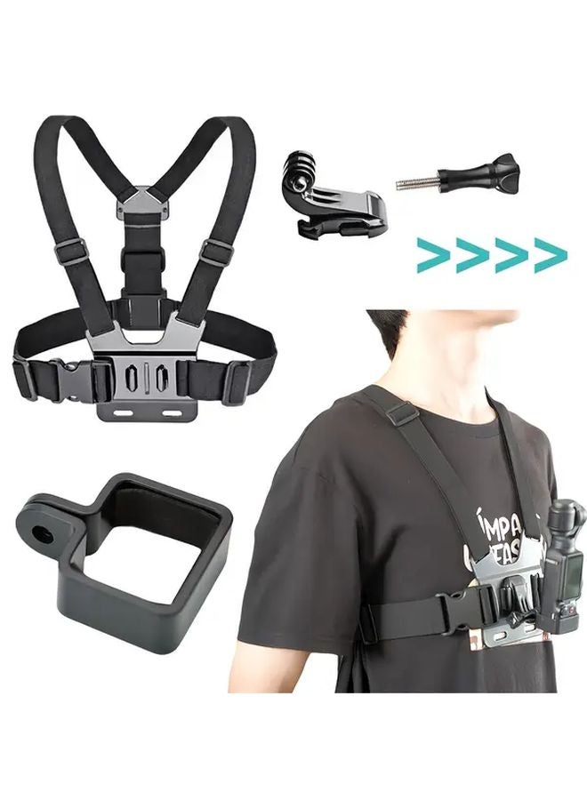 مجموعة ملحقات DJI Osmo Pocket 3 - حامل رباط الرأس - حزام الصدر - مشبك الحقيبة - أسود - Image 4