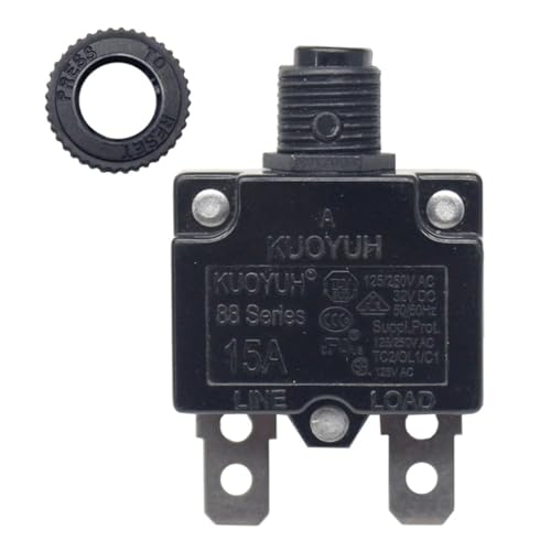 KQEC قاطع الدائرة KUOYUH 15A سلسلة 88 125/250VAC 50/60Hz قابل لإعادة الضبط بالضغط (15A) - Image 1