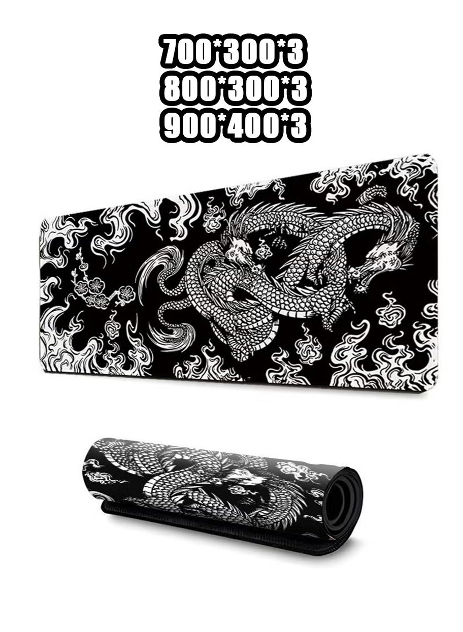 Haidue Dragon Anime Design Dual-Use Mousepad - Thickened Anti-Slip Rubber Base High-Density Fiber Smooth Surface XXL Precision Tracking Area Dynamic Dragon Pattern Aesthetics Wrist-Friendly Low-Friction Operation Optimized for Gaming & Office