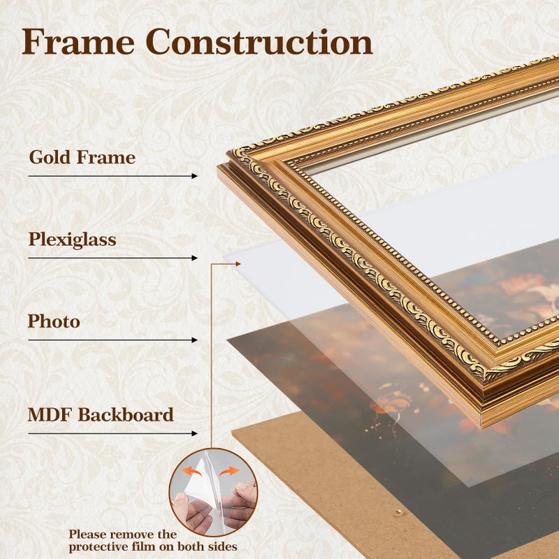ASTRDECOR 12x16 Vintage Picture Frame, 12 by 16 Gold Frame for Tabletop & Wall Decor, Antique Photo Frame for Home, Office, Gallery Wall Decor - 1 Pack - Image 5