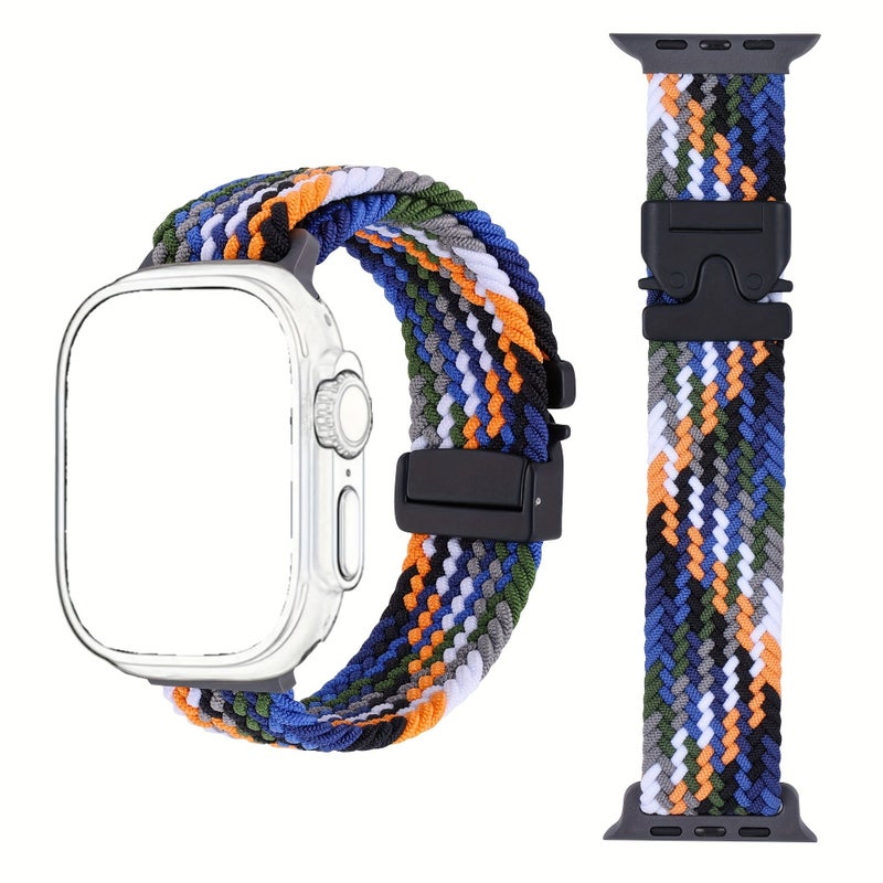 Nylon Braided Sport Band For 42 44 45 49mm Automatic Buckle Elastic Strap - Image 1