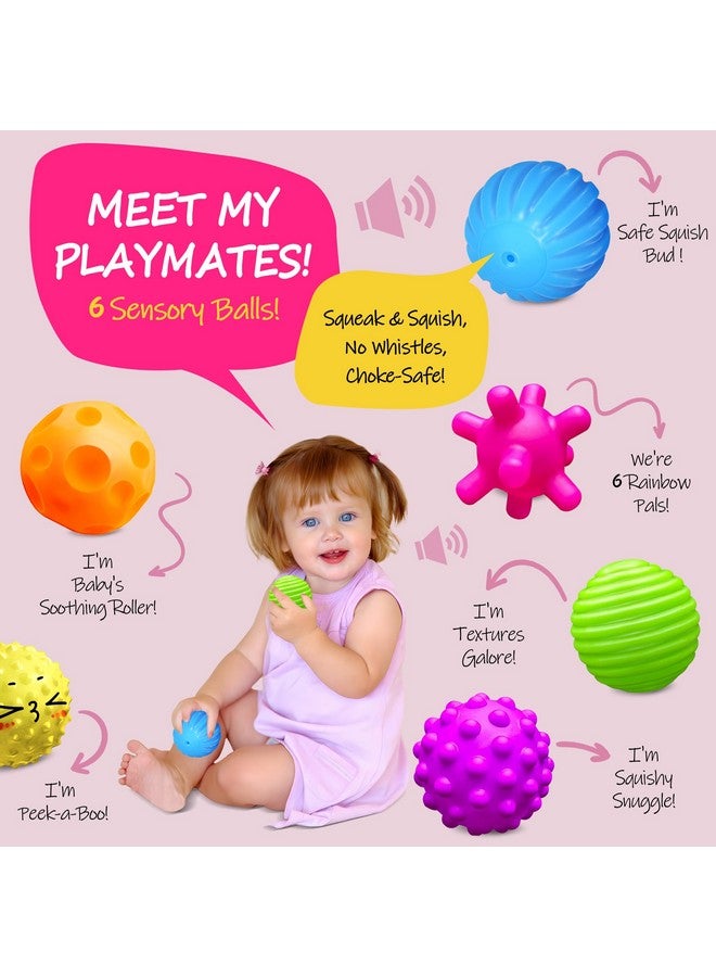 ROHSCE Baby Textured Multi Sensory Toys Massage Ball Gift Set Bpa Free For Toddlers 1-3 Soft Balls Montessori Infant Baby Toys 6 To 12 Months 6 Pack - Image 2