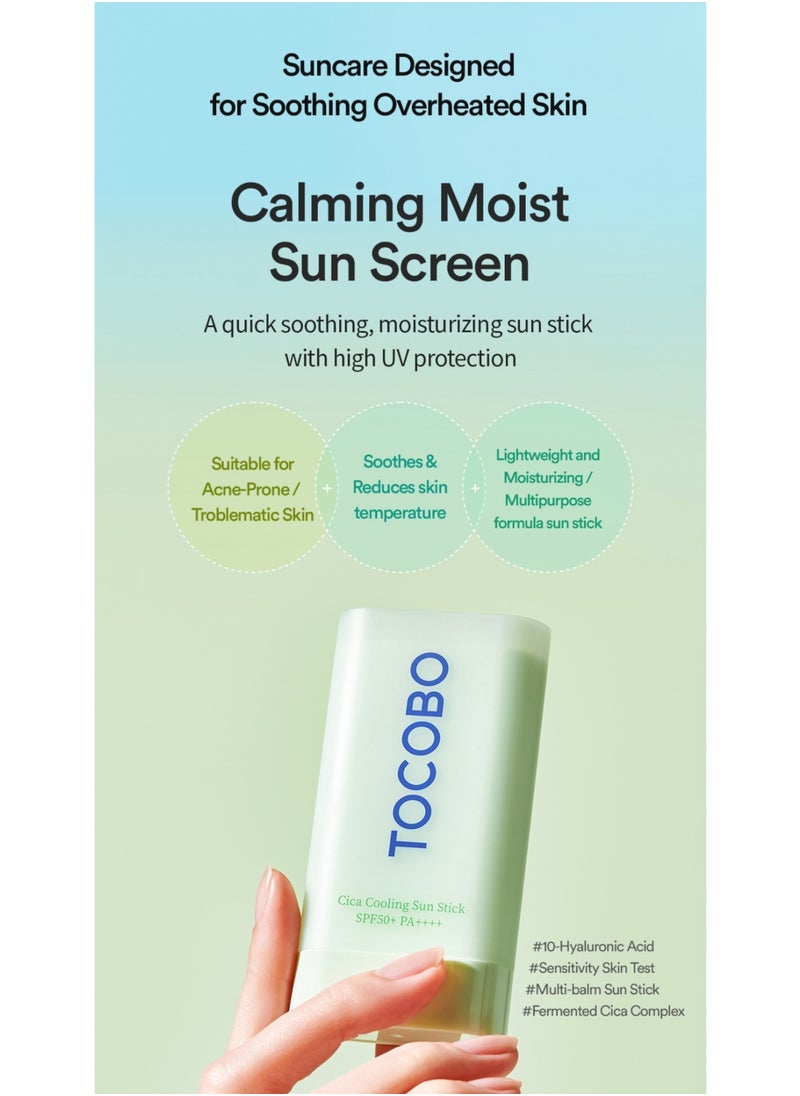 Tocobo - TOCOBO Cica Cooling Sun Stick SPF50+ PA+++ – Soothing Sunscreen Stick with Centella Asiatica for Face – Cooling Formula, Hydrating, Non-Greasy, No White Cast 18g - Image 1