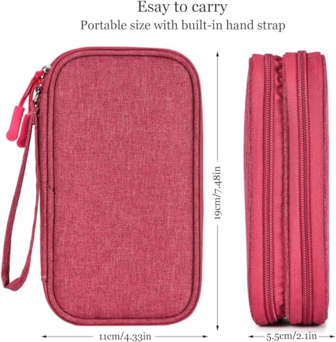 CAOODKDK Electronic Organizer Travel Cable Accessories Bag, Electronic Organizer Case, Waterproof Electronic Accessories Organizer Bag for Power Bank, Charging Cords, USB Cable (Rose Red) - Image 2