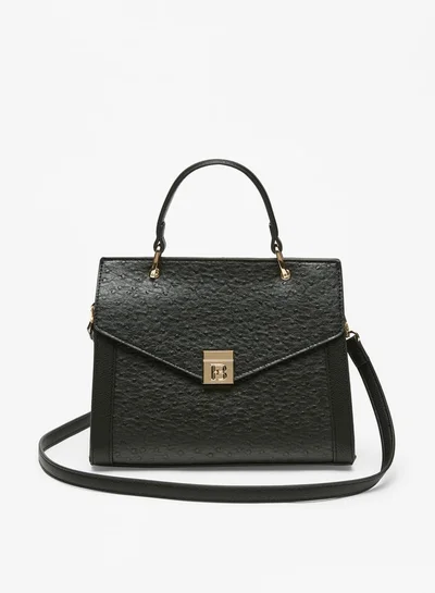 Flora Bella By Shoexpress Women's Textured Satchel Bag with Top Handle and Detachable Strap