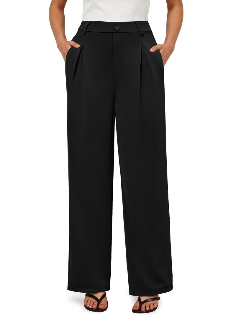 COPYLEAF Dress Pants Women Wide Leg Stretchy Work Pants High Waisted Business Casual Trousers Slacks with Pockets(Black XS) - Image 1