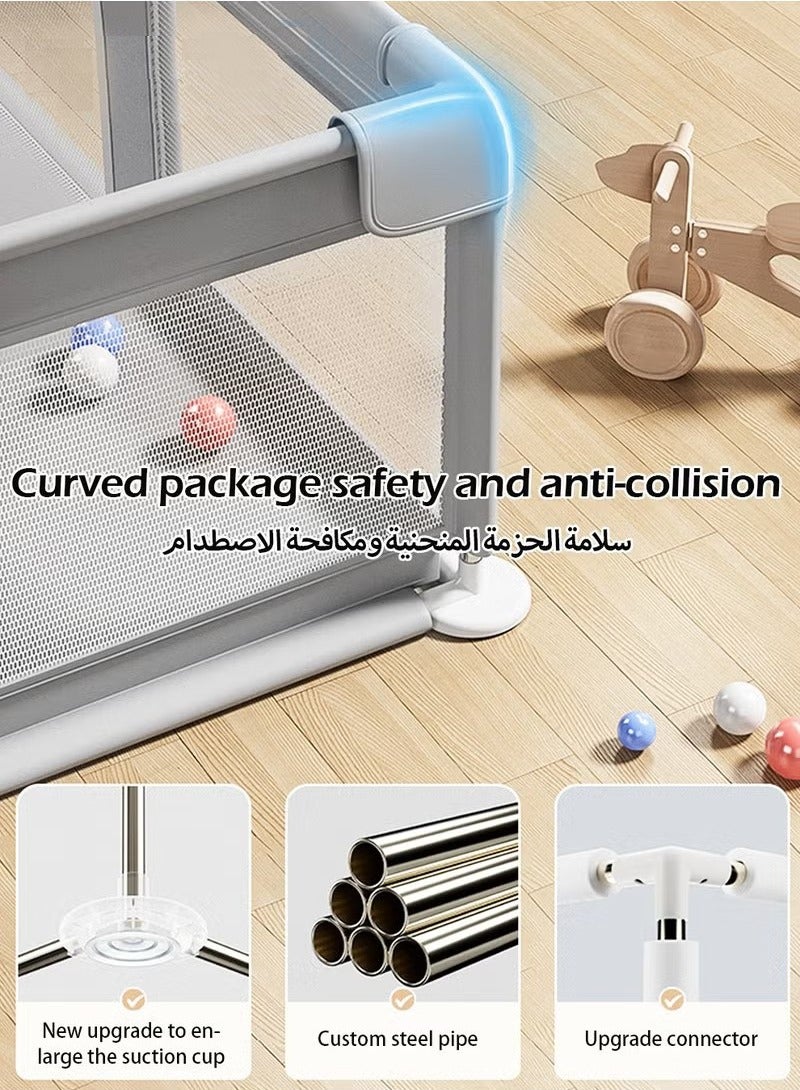 GUDOO حظيرة لعب للأطفال الصغار والرضع، ساحات لعب للأطفال، منطقة لعب آمنة للأطفال في الأماكن المغلقة، بوابة أطفال كبيرة جدًا، حظيرة لعب بها 30 كرة، مركز لعب للأطفال الرضع، 130 × 130 سم - Image 3