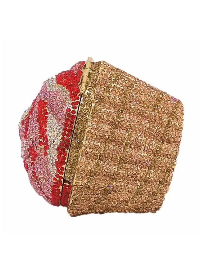 DJBM Cute Cupcake Rhinestone Clutch Diamond Crystal Purse Evening Bags for Women Party Wedding Cocktail Prom, Gold - Image 3