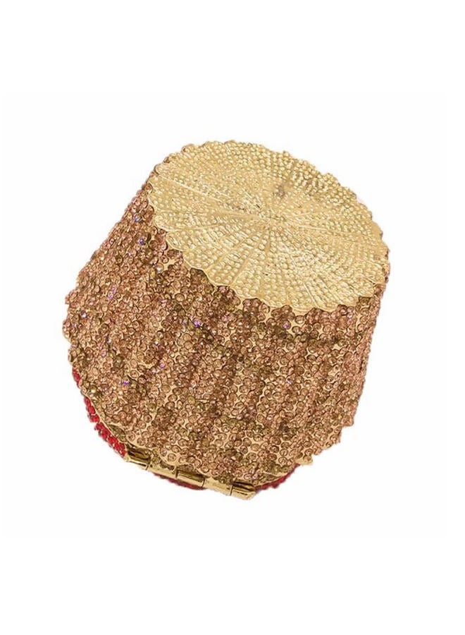 DJBM Cute Cupcake Rhinestone Clutch Diamond Crystal Purse Evening Bags for Women Party Wedding Cocktail Prom, Gold - Image 4