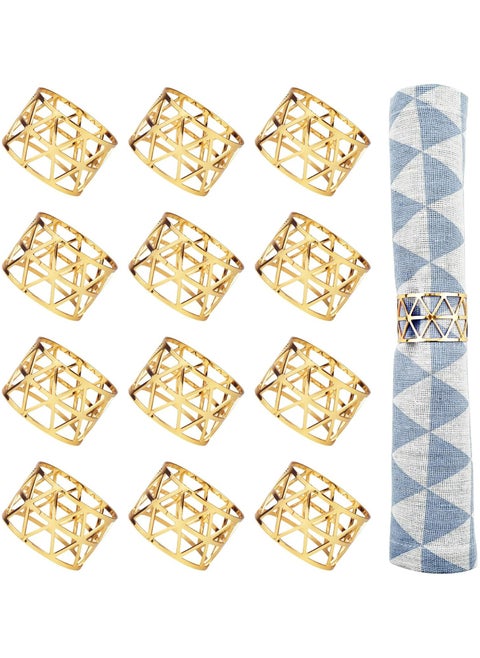 12 PCS Napkin Rings Gold Hollow Out Design for Party Gather Table Setting Decoration