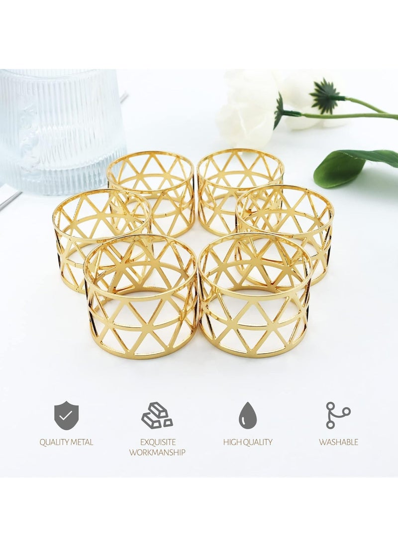 12 PCS Napkin Rings Gold Hollow Out Design for Party Gather Table Setting Decoration