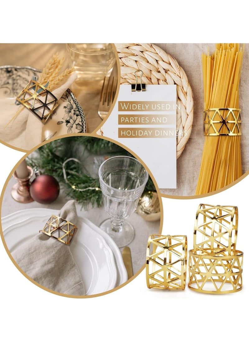 12 PCS Napkin Rings Gold Hollow Out Design for Party Gather Table Setting Decoration