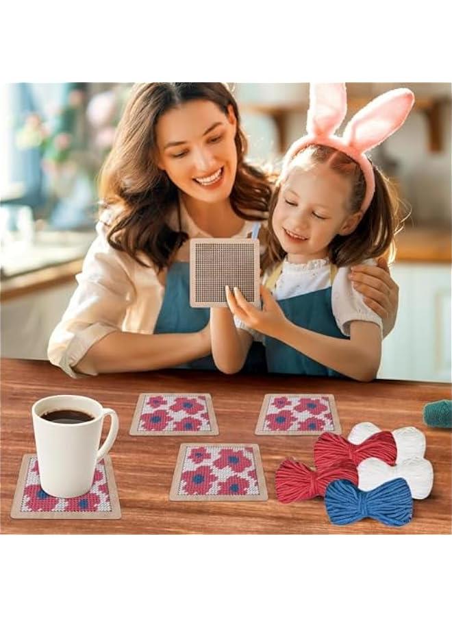 Needle Coaster Set, Embroidery Yarn Kit, Needlepoint Stitching Kit, Needlepoint Coaster, Hand Embroidery Coaster Kit, Coaster Making Kit, Needlepoint Craft Kit - Image 4