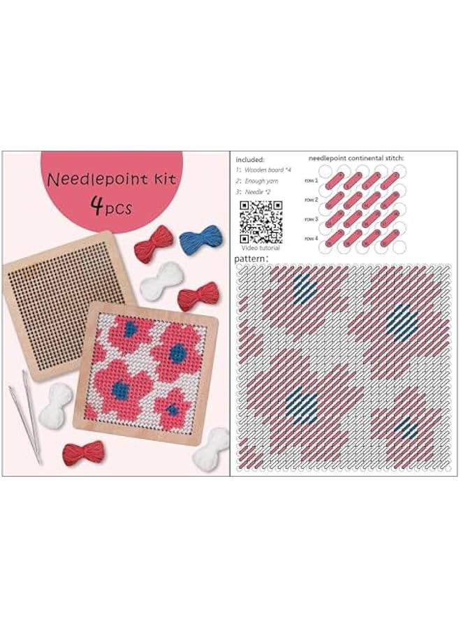 Needle Coaster Set, Embroidery Yarn Kit, Needlepoint Stitching Kit, Needlepoint Coaster, Hand Embroidery Coaster Kit, Coaster Making Kit, Needlepoint Craft Kit - Image 5