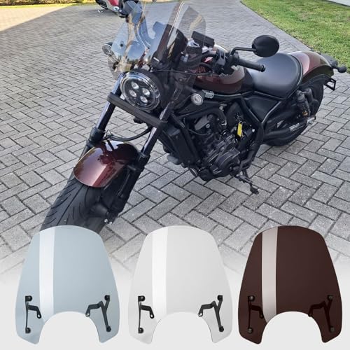 WOOGA Motorcycle Front Fairing Windscreen Windshield Flyscreen Visor Replacement for HO&N&DA Rebel CMX 1100 CMX1100 21-25 Accessories Wind Shield Wind Deflector (Dark Smoke) - Image 1