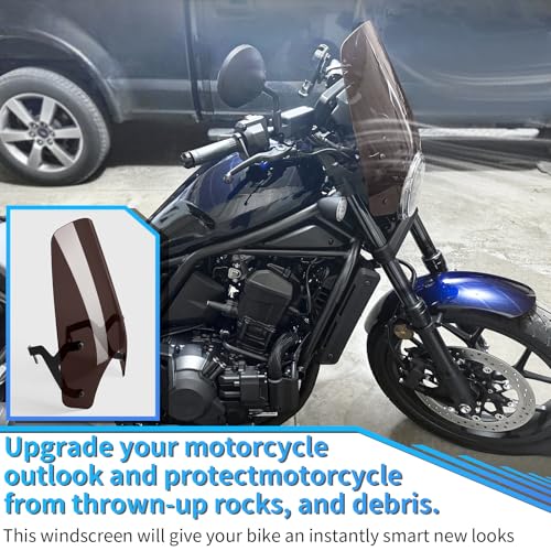 WOOGA Motorcycle Front Fairing Windscreen Windshield Flyscreen Visor Replacement for HO&N&DA Rebel CMX 1100 CMX1100 21-25 Accessories Wind Shield Wind Deflector (Dark Smoke) - Image 5