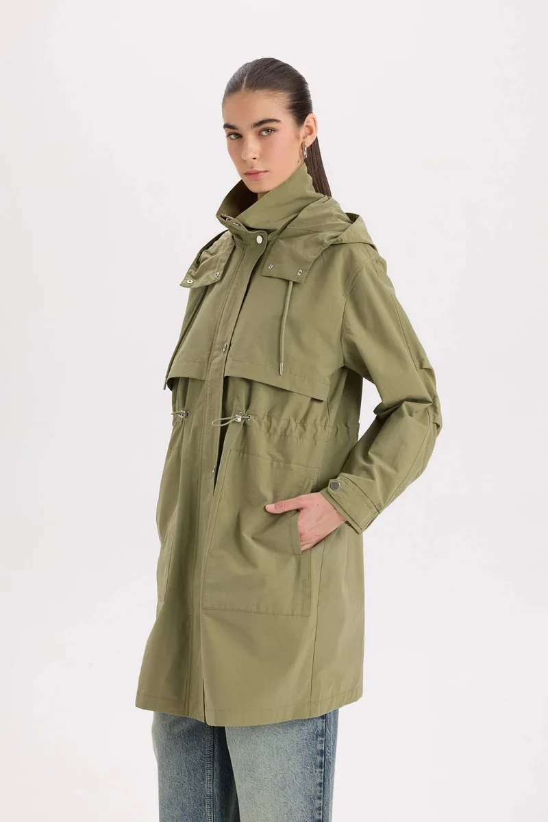 ديفاكتو Oversize Fit Hooded Waterproof Thin Long Jacket