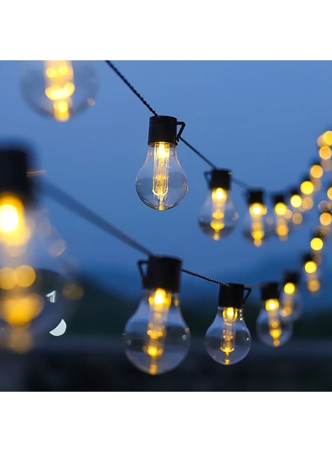 Warm White Solar String Lights 10 LED Bulbs 8 Modes Outdoor Waterproof - Image 2