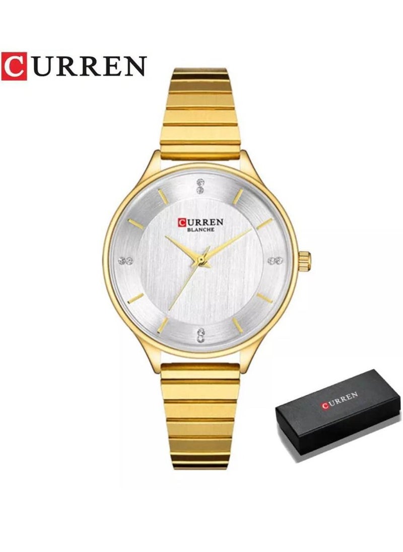 CURREN - 9041 Brand Luxury Waterproof Women's Watch with Quartz Ladies Wrist Watch Gold - Image 1