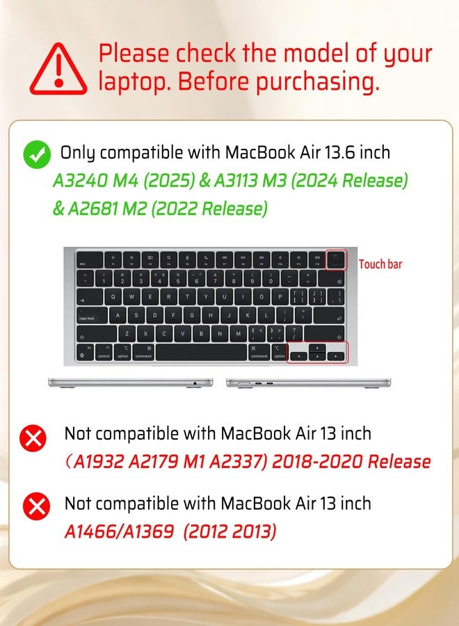 Seorsok Compatible with MacBook Air 13.6 inch Case M4 M3 M2 2025 2024-2022 Release A3240 A2681 A3113 Touch ID,Elegant Plastic Hard Shell Case with Transparent Keyboard Cover,Brown Tartan PVC Leather - Image 3