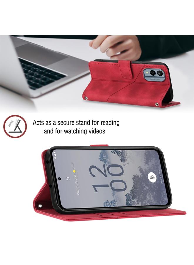 اس-توب جراب لهاتف Nokia X30 مصنوع من الجلد المنقوش بملمس الجلد - Image 5