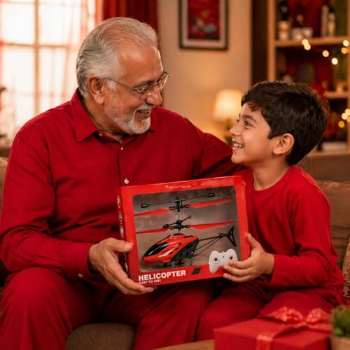 KINGZOMY® RC Helicopter with Hand Gravity Sensor, Flying Remote Control Helicopter Toy, Charging Helicopter with 3D Light & Safety Sensor for Kids Age 4+ Years I Pack of 1 (Red) - Image 3