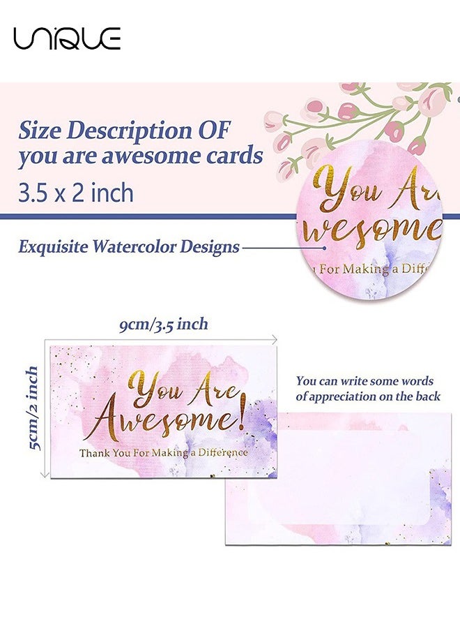 Unique - 200Pcs Thank You Cards, You'Re Awesome Colorful Thank You Note Cards Recognition Postcards Children'S Reward Incentive Small Cards Suitable for Volunteers Nurses Doctors Teachers Students Etc, 2" x 3.5" - Image 1