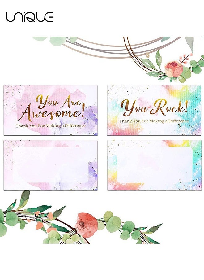 Unique - 200Pcs Thank You Cards, You'Re Awesome Colorful Thank You Note Cards Recognition Postcards Children'S Reward Incentive Small Cards Suitable for Volunteers Nurses Doctors Teachers Students Etc, 2" x 3.5" - Image 1
