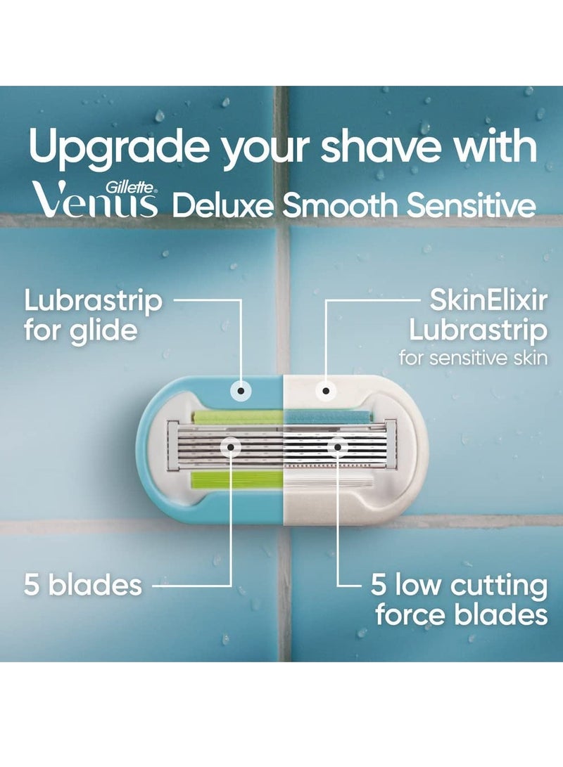 Gillette شفرات حلاقة جيليت فينوس للنساء، فينوس إكسترا سموذ 4 قطع وفينوس ديلوكس سموذ سينسيتيف 2 قطع، 6 شفرات إجمالية - Image 3