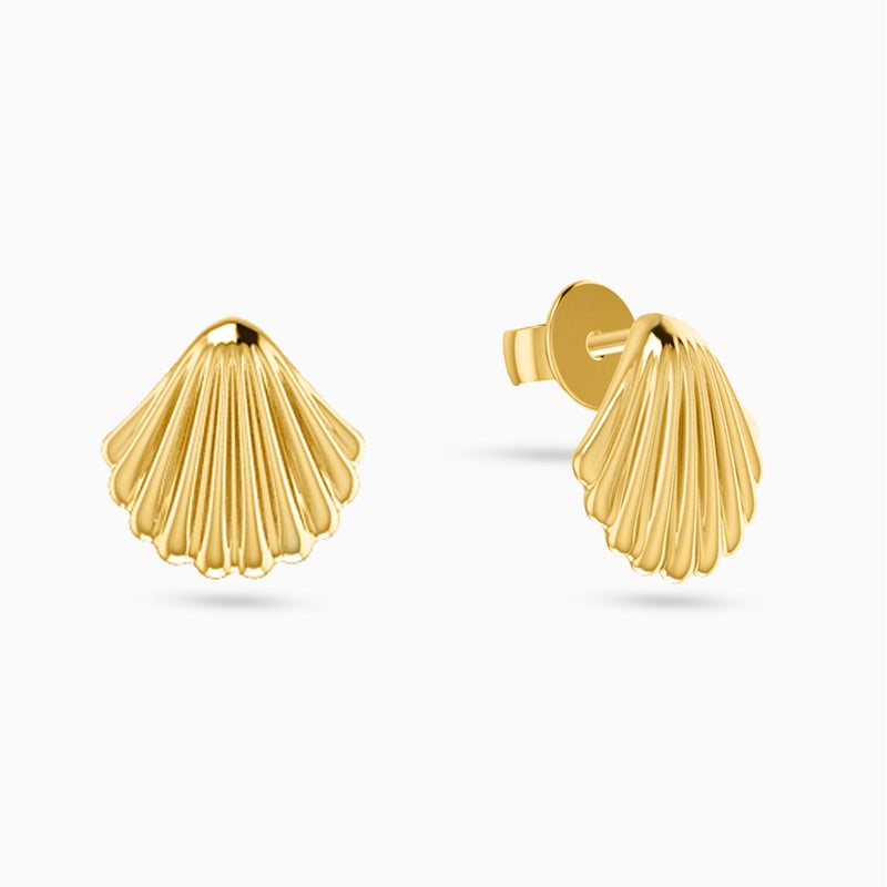 Miss L' by L'azurde Seashell Stud Earrings in 18K Gold - Image 1