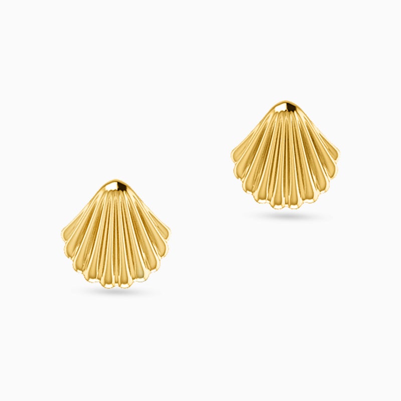 Miss L' by L'azurde Seashell Stud Earrings in 18K Gold - Image 3