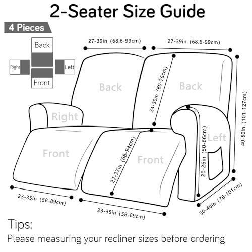 HOKIPO 'Elira Series' Polyester Blend 140Gsm Stretchable Recliner Sofa Cover 2 Seater, Wine Abstract Geometry (Ar-4941-C5) - Image 4
