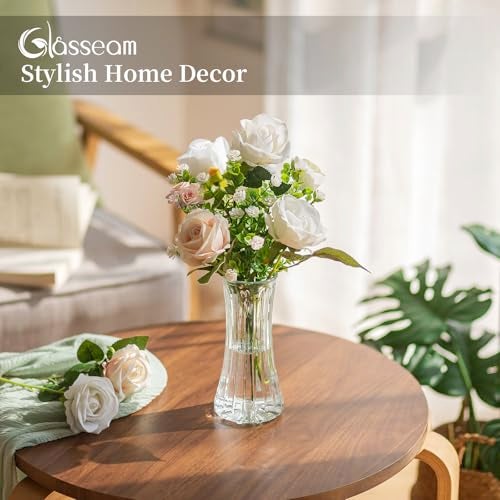 Glasseam Glass Vase for Home Decor Clear Flower Vases for Living Room Kitchen Bathroom Wedding Table Centerpieces 75 Tall Modern Vintage Decorations for Bouquet Pampas Grass Lego Flowers - Image 3
