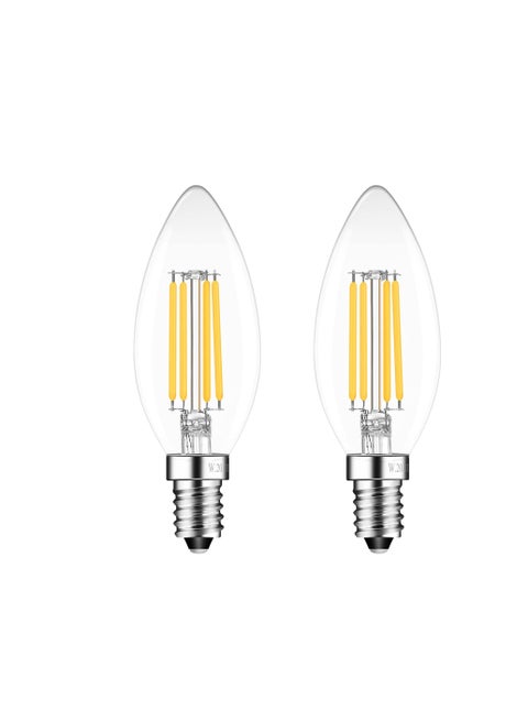 E14 LED Light Bulb, Candle Bulbs Small Screw, 5.5W 530lm, 55W Equivalent SES E14 Bulb Vintage, Warm White 2700K C35 LED Bulbs, 360° Beam Angle, Clear Filament, Non Dimmable, 2-Pack [Energy Class A]