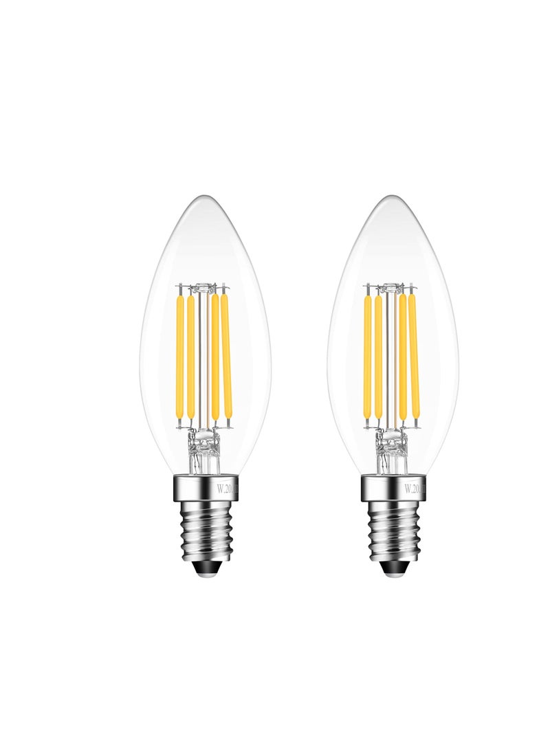 EASTERNSTAR E14 LED Light Bulb, Candle Bulbs Small Screw, 5.5W 530lm, 55W Equivalent SES E14 Bulb Vintage, Warm White 2700K C35 LED Bulbs, 360° Beam Angle, Clear Filament, Non Dimmable, 2-Pack [Energy Class A]  - Image 1