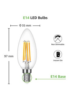 لمبة إضاءة LED E14، برغي صغير لمصابيح الشموع، 5.5 وات 530 لومن، 55 وات مكافئة SES E14 لمبة عتيقة، مصابيح LED بيضاء دافئة 2700 كلفن C35، زاوية شعاع 360¬∞، خيوط شفافة، غير قابلة للتعتيم، عبوتان¬†[فئة الطاقة أ] - pzsku/Z920B8E2E4DF72E94474DZ/45/_/1700118997/79d2670a-1f61-4a33-b1de-813a7bd95364