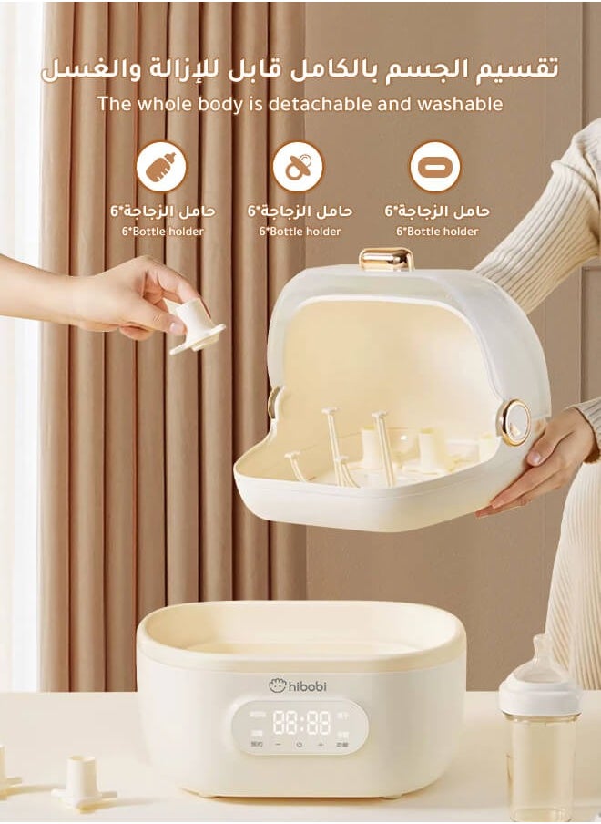 أوميني معقم ومجفف زجاجات الأطفال – معقم بخاري أوتوماتيكي بالكامل 4 في 1 مع إيقاف تلقائي، مقاوم للجفاف، سعة كبيرة تتسع لـ 6 زجاجات، ضوضاء منخفضة 45 ديسيبل – مثالي لرعاية ونظافة الأطفال خلال شهر رمضان  - Image 2
