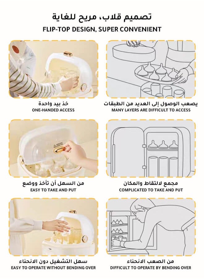 أوميني - معقم ومجفف زجاجات الأطفال – معقم بخاري أوتوماتيكي بالكامل 4 في 1 مع إيقاف تلقائي، مقاوم للجفاف، سعة كبيرة تتسع لـ 6 زجاجات، ضوضاء منخفضة 45 ديسيبل – مثالي لرعاية ونظافة الأطفال خلال شهر رمضان - Image 1