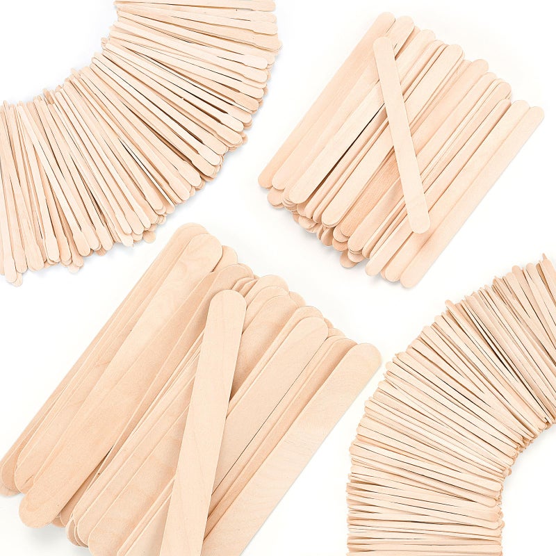 EWVVSS 4 Styles 500 Pcs Waxing Sticks Assorted Wax Applicator Sticks For Body Legs Face With Small Medium Large Sizes Wood Popsicle Sticks For Waxing Or Wood Craft Sticks - Image 2