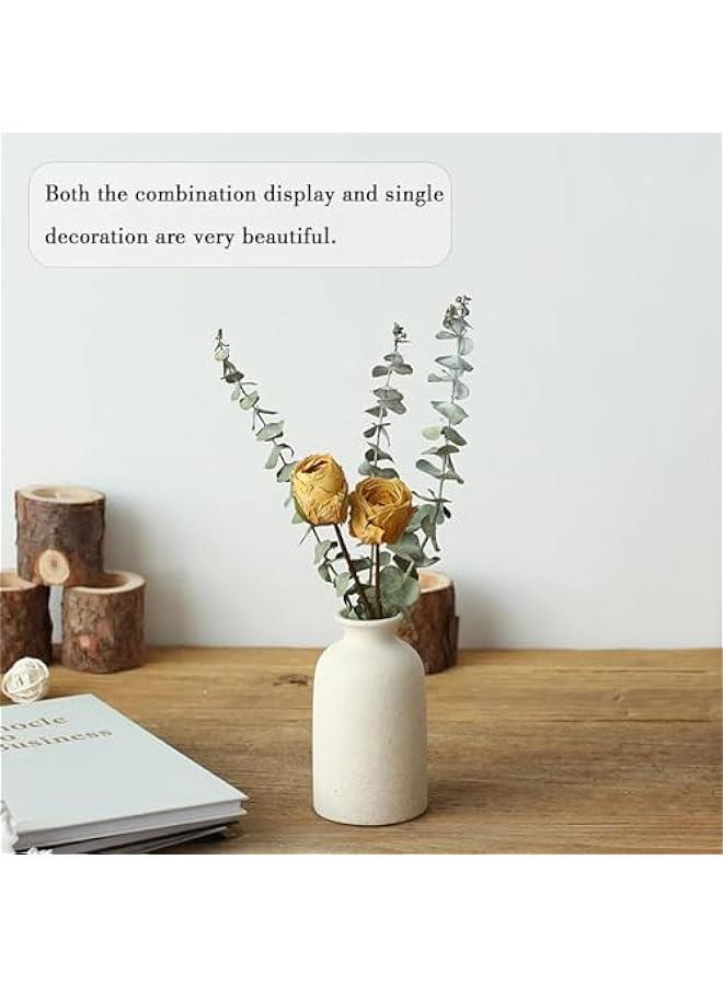 هوكور LukRosey Beige Ceramic vase Set-3 Small Flower vases for Decor,Modern Boho Farmhouse Home Decor,Decorative vase for Pampas Grass&Dried Flowers,idea Shelf,Table,Bookshelf,Entryway- Distressed - Image 5