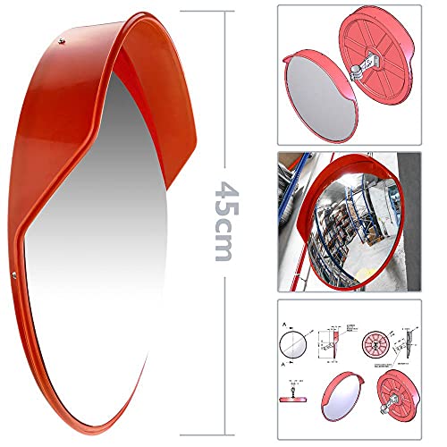 ABS INDUSTRY Convex Safety Outside Mirror 18 Inches/45 Cms Polycarbonate Traffic Mirror Unbreakable Round Wide-Angle Driveway Mirror,With Adjustable Brackets & Nuts Bolts For Installation(Pack Of 1) - Image 2