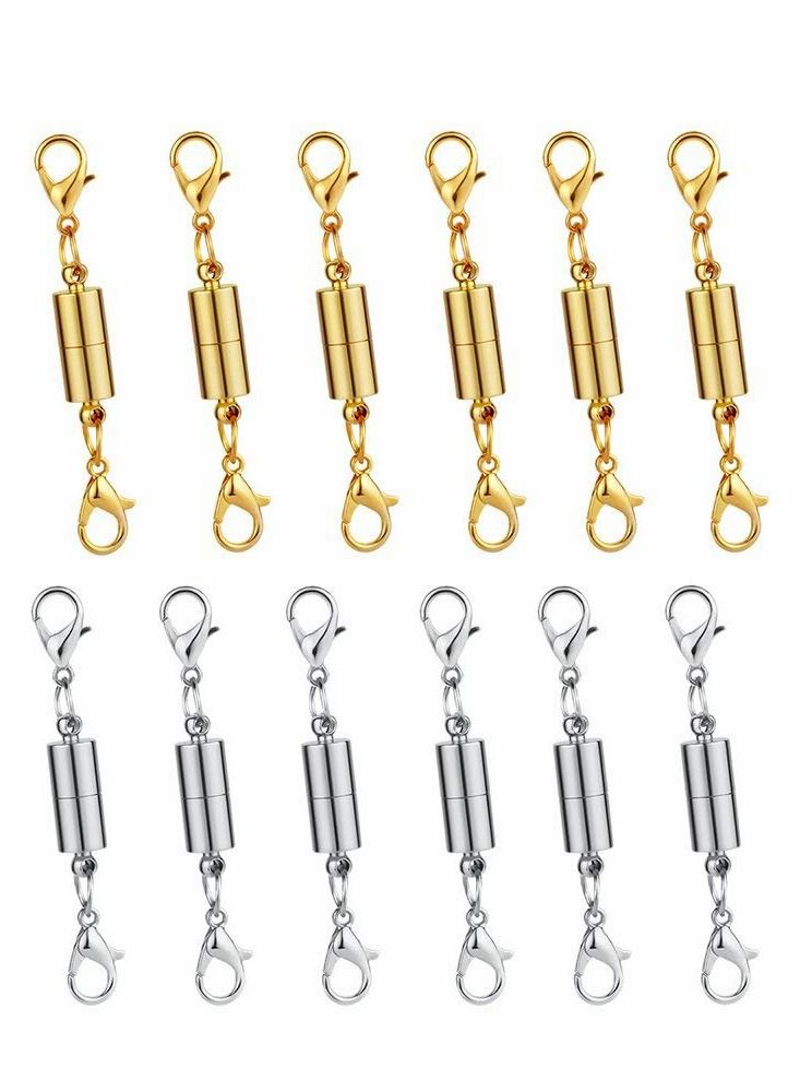 SYOSI 12 Piece Gold and Silver Necklace Clasps Magnetic Jewelry Locking Clasps and Closures Bracelet Lobster Clasp Connector for DIY Necklace Bracelet Jewelry Crafts Making Supplies - Image 1