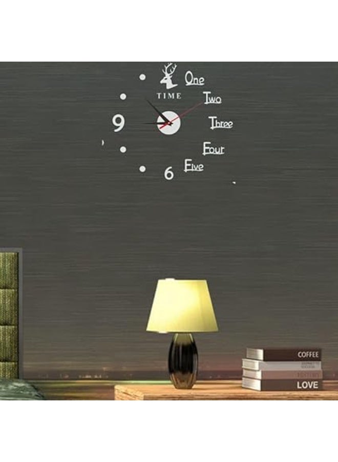 ساعة لاصقة حائط غزالة - فضي - 80-90 سم - ZH386 - Image 1