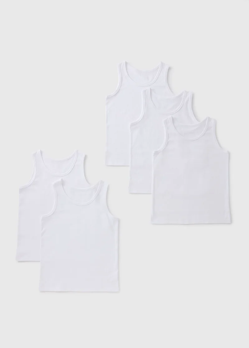 Matalan 5 Pack Boys White Vests