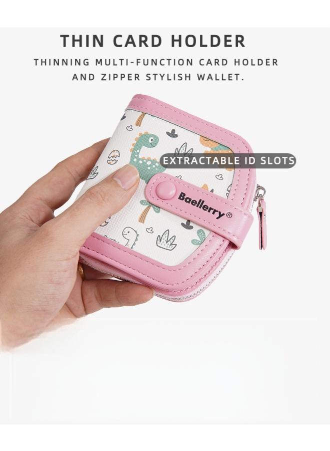 بايلليري محفظة طباعة الديناصورات لطيفة للأطفال الجدد ، حقيبة بطاقة محفظة الكرتون ، محفظة سحاب طالب قصيرة ، محفظة محمولة ، مصممة عصرية ولطيفة ، صغيرة وطزجة ومتطابقة الألوان ، مناسبة لمحفظة عالمية يومية. - Image 2