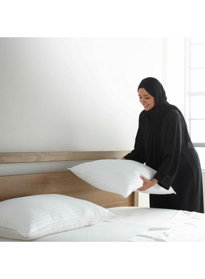 Asraar 6 Pieces | Hotel Quality Striped Microfiber Sleeping Pillow – Extra Soft – 1200g – 75×50 cm - Image 2